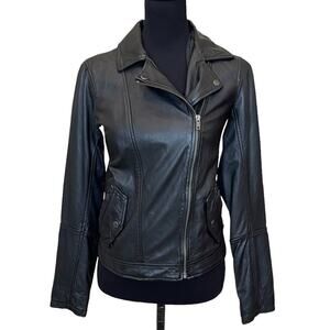 New ~ CASLON ~ ( Nordstrom) 100%  Leather Moto Jacket Size XS 32" Bust